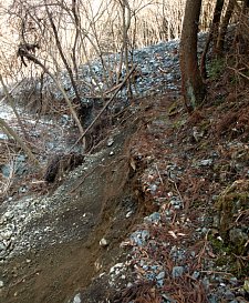 崩落した登山道