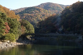 天ヶ瀬吊橋を見返す