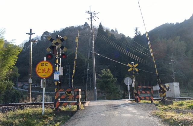 遮断機のある踏切