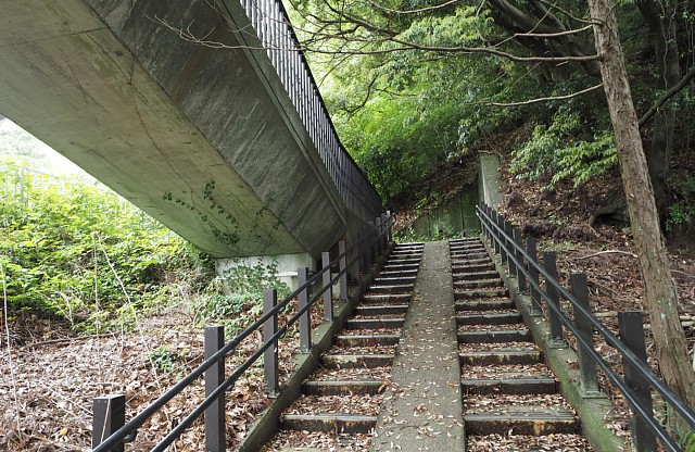 歩道橋を上る
